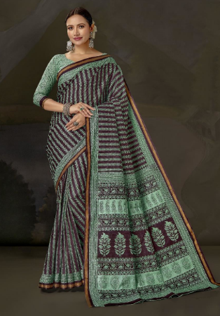 Picture of Statuesque Cotton Dark Olive Green Saree