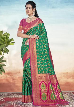 Picture of Elegant Silk Dark Khaki Saree