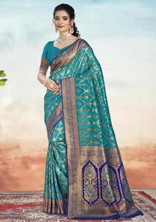 Picture of Marvelous Silk Teal Saree