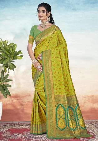 Picture of Statuesque Silk Yellow Green Saree