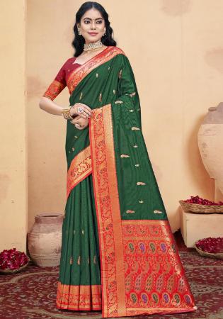 Picture of Sublime Silk Forest Green Saree