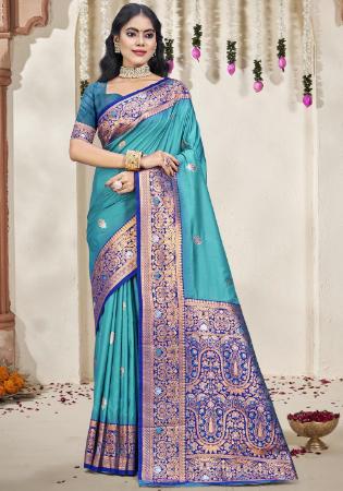Picture of Appealing Silk Medium Turquoise Saree