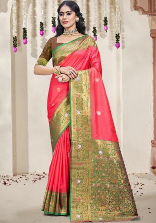 Picture of Pretty Silk Salmon Saree