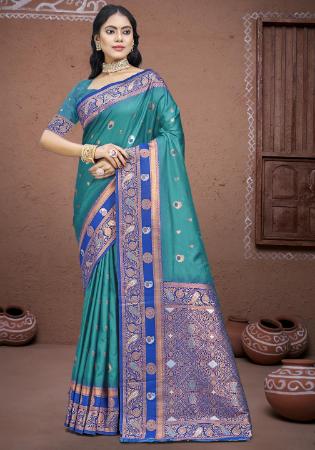 Picture of Appealing Silk Steel Blue Saree