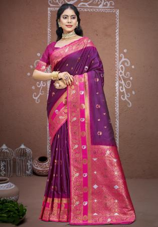 Picture of Beautiful Silk Dark Slate Blue Saree