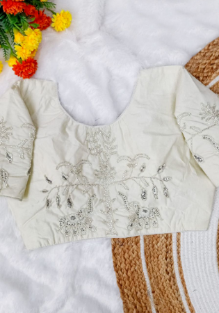 Picture of Comely Silk Off White Designer Blouse