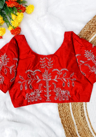 Picture of Superb Silk Crimson Designer Blouse