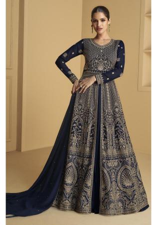 Picture of Georgette Dark Slate Grey Anarkali Salwar Kameez