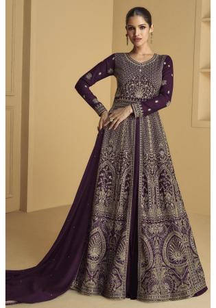 Picture of Shapely Georgette Purple Anarkali Salwar Kameez