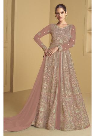 Picture of Excellent Georgette Rosy Brown Anarkali Salwar Kameez