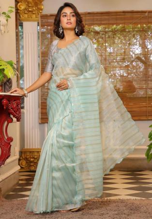 Picture of Delightful Organza Dark Sea Green Saree
