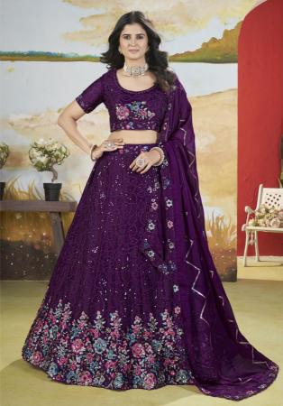 Picture of Superb Chiffon Purple Lehenga Choli