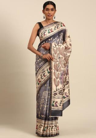 Picture of Sightly Cotton Dark Grey Saree