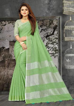 Picture of Alluring Linen Dark Sea Green Saree