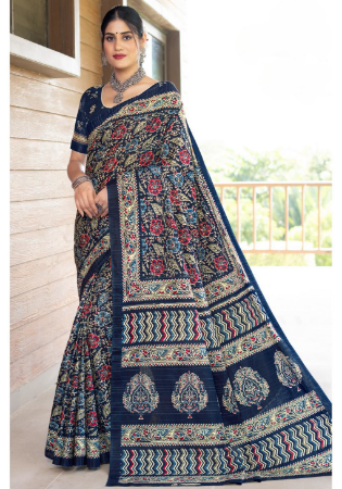 Picture of Well Formed Cotton Dark Slate Grey Saree