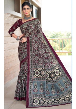 Picture of Nice Cotton Slate Grey Saree