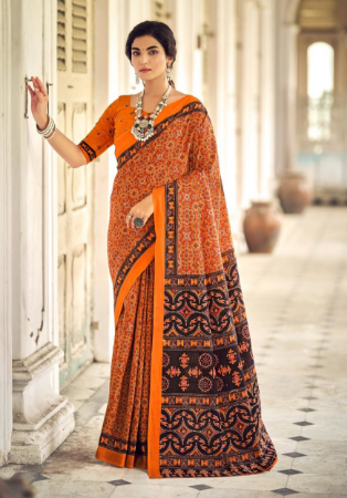 Picture of Shapely Cotton Chocolate Saree