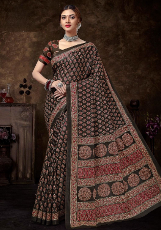 Picture of Pretty Cotton Dim Gray Saree