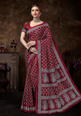 Picture of Beauteous Cotton Saddle Brown Saree