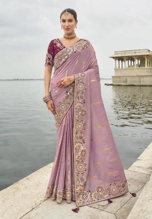 Picture of Pleasing Silk Rosy Brown Saree