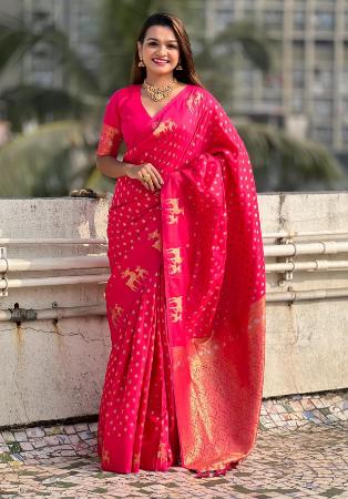 Picture of Pretty Silk Dark Red Saree