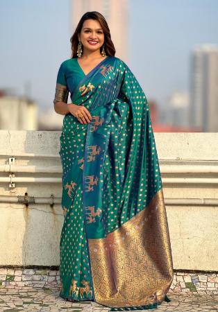 Picture of Sublime Silk Teal Saree