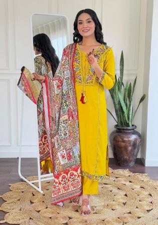Picture of Ravishing Chiffon Golden Readymade Salwar Kameez
