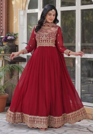 Picture of Grand Georgette Maroon Readymade Gown