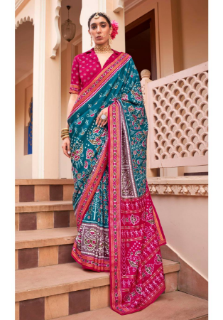 Picture of Pleasing Silk Teal Saree