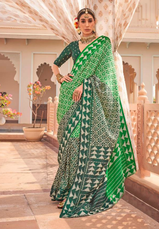 Picture of Shapely Silk Dark Olive Green Saree