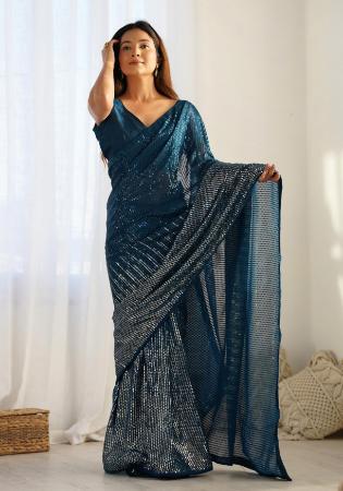 Picture of Exquisite Georgette Dark Slate Grey Saree