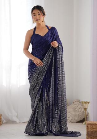 Picture of Lovely Georgette Dark Slate Grey Saree