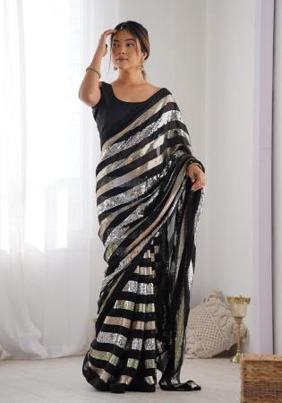 Picture of Sublime Georgette Black Saree