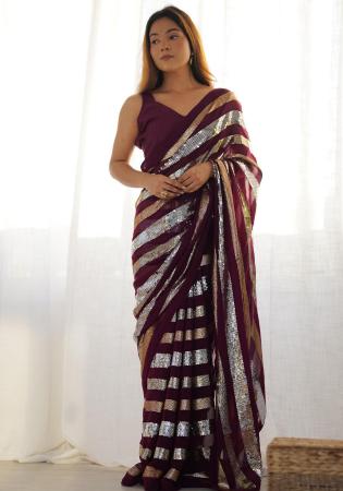 Picture of Resplendent Georgette Brown Saree