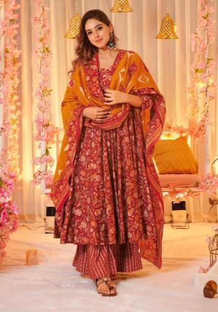 Picture of Pretty Chiffon Maroon Readymade Salwar Kameez
