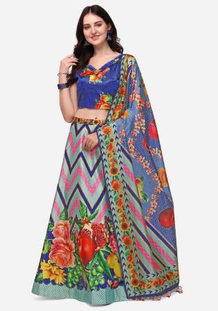 Picture of Well Formed Silk Light Slate Grey Lehenga Choli