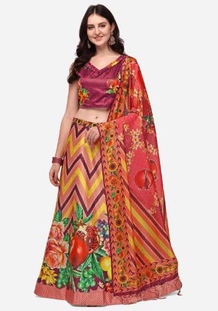 Picture of Appealing Silk Fire Brick Lehenga Choli
