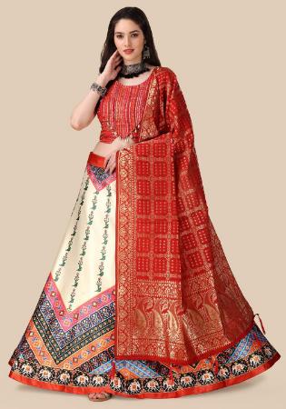 Picture of Well Formed Satin & Silk Maroon Lehenga Choli