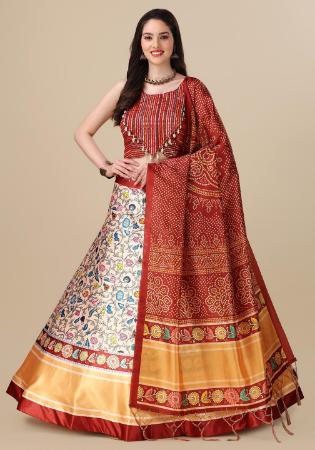 Picture of Elegant Satin & Silk Maroon Lehenga Choli
