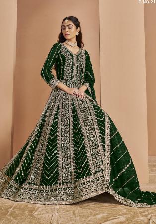 Picture of Comely Georgette Dark Green Anarkali Salwar Kameez