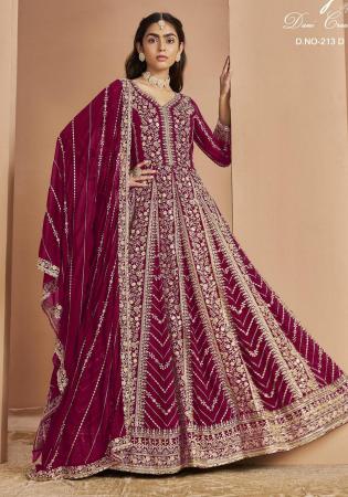 Picture of Lovely Georgette Dark Red Anarkali Salwar Kameez