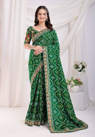 Picture of Marvelous Silk Dark Green Saree