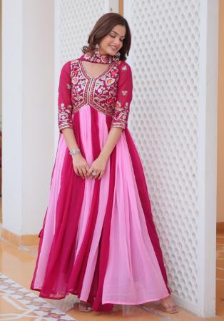 Picture of Delightful Georgette Crimson Party Wear Gown