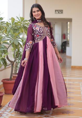 Picture of Excellent Georgette Brown Party Wear Gown