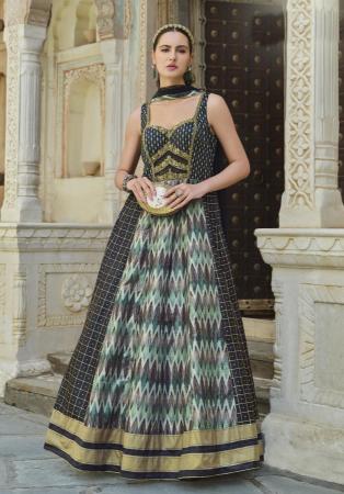 Picture of Superb Silk Dark Sea Green Party Wear Gown