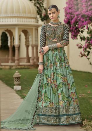 Picture of Amazing Silk Dark Olive Green Party Wear Gown