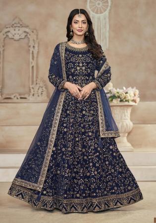 Picture of Stunning Chiffon Midnight Blue Anarkali Salwar Kameez