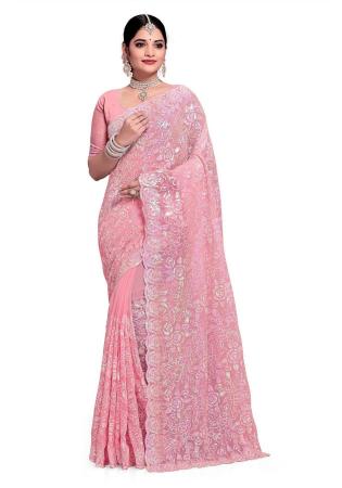 Picture of Shapely Georgette Pale Violet Red Saree