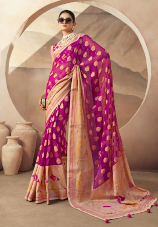 Picture of Bewitching Georgette Medium Violet Red Saree