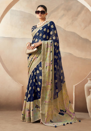 Picture of Amazing Georgette Dark Slate Grey Saree